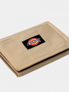 לצפייה במוצר ארנק Dickies מתקפל מבד קנבס עמיד – צבע חאקי (Sand) עם תא למטבעות